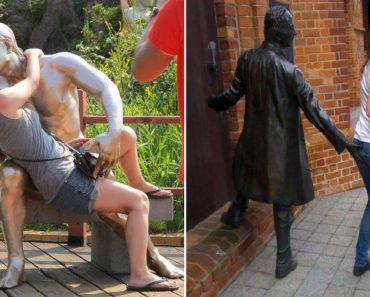 22 People Who Knew How To Pose Hilariously With Sculptures